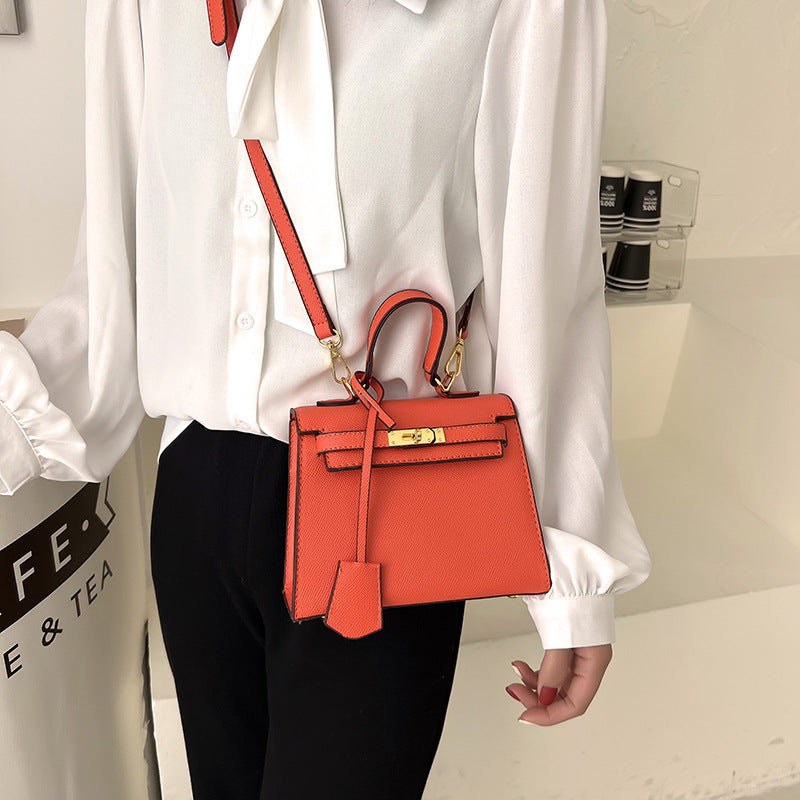 ZWX - PU Leather Candy Color Kelly Handbag with Buckle Lock