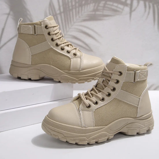 Womens Round-Toe Lace-Up Hiker Boots