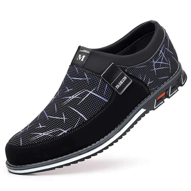 ZWX - Mens Casual PU leather Slide On Graphic Print Shoes