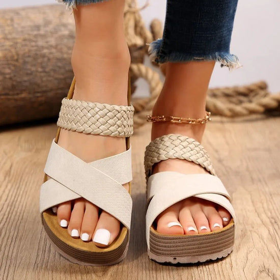 Crisscross Open Toe Platform Spring & Summer Sandals