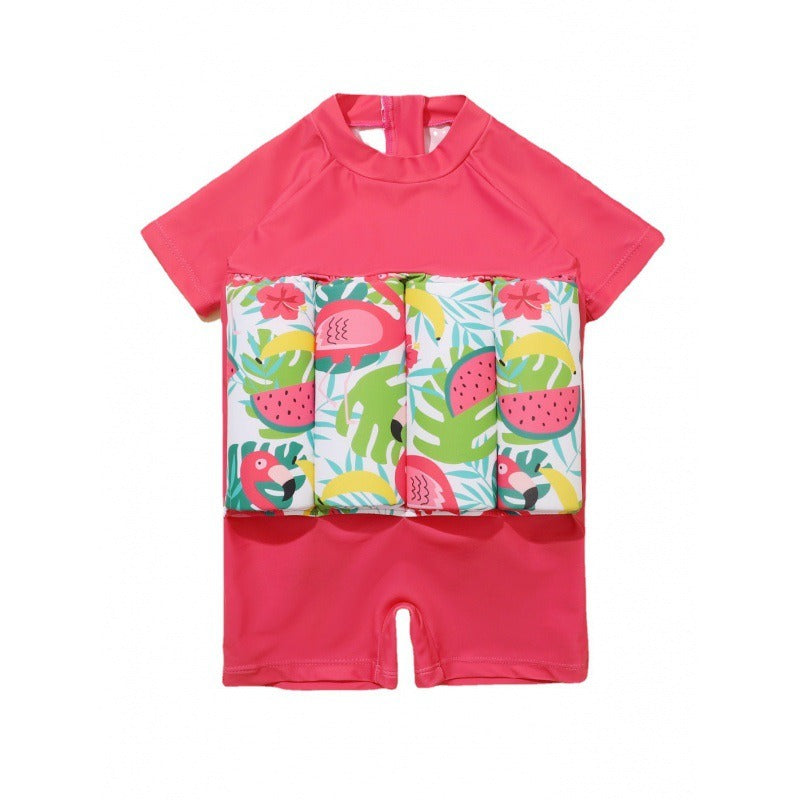 Toddler Girl One-piece Watermelon Buoyancy Zip Up Full Swimsuit