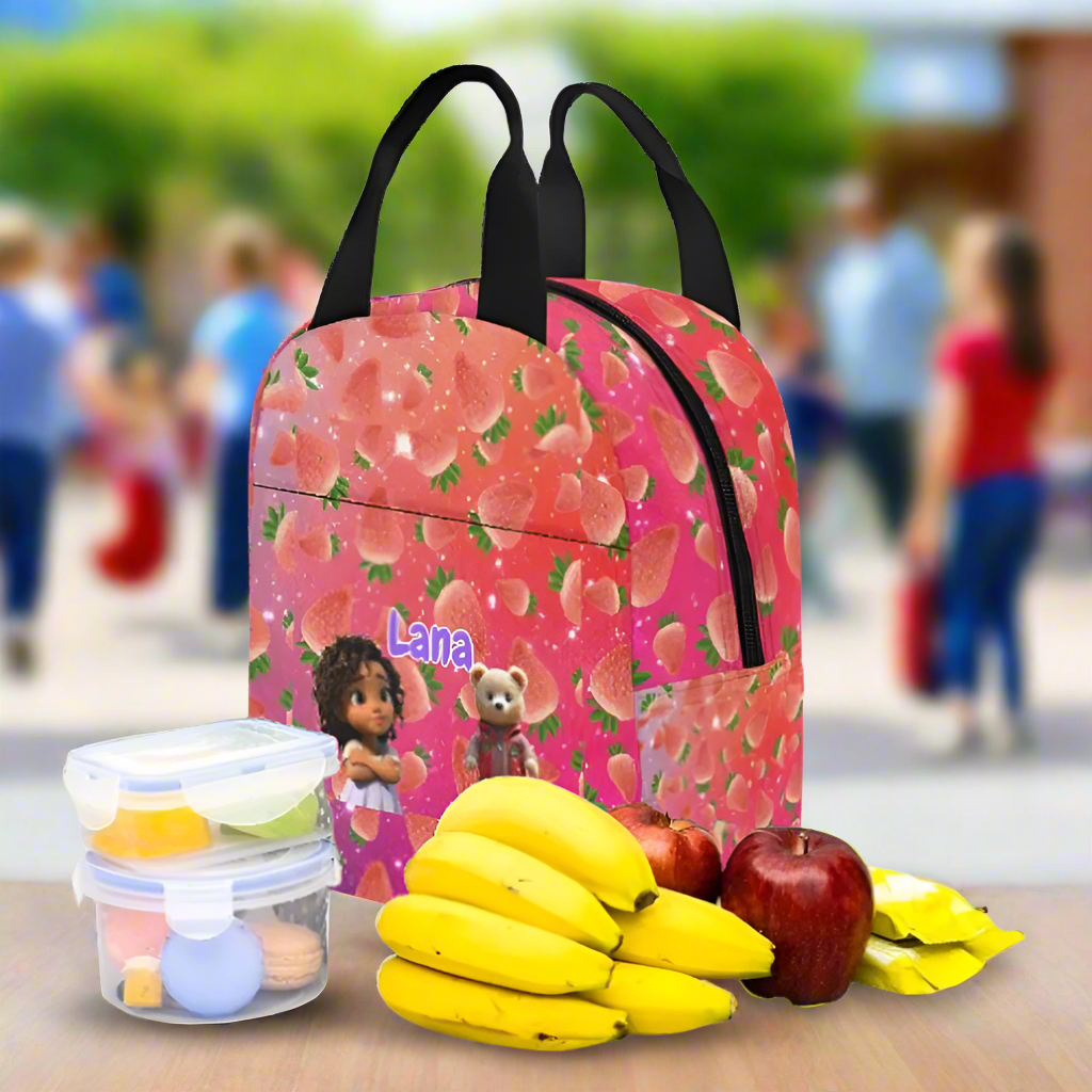 Zaras World Animal Avatar Fruit Print Lunch Bag (Strawberries/Grapes)