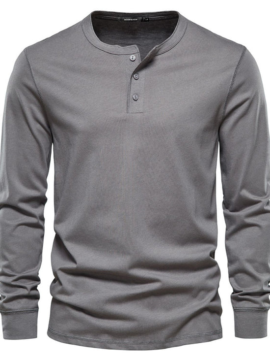 Men's Full Size Quarter Button Round Neck Long Sleeve T-Shirt.
Always be comfortable and effortlessly stylish with our Men's Full Size Quarter Button Round Neck Long Sleeve T-Shirt 