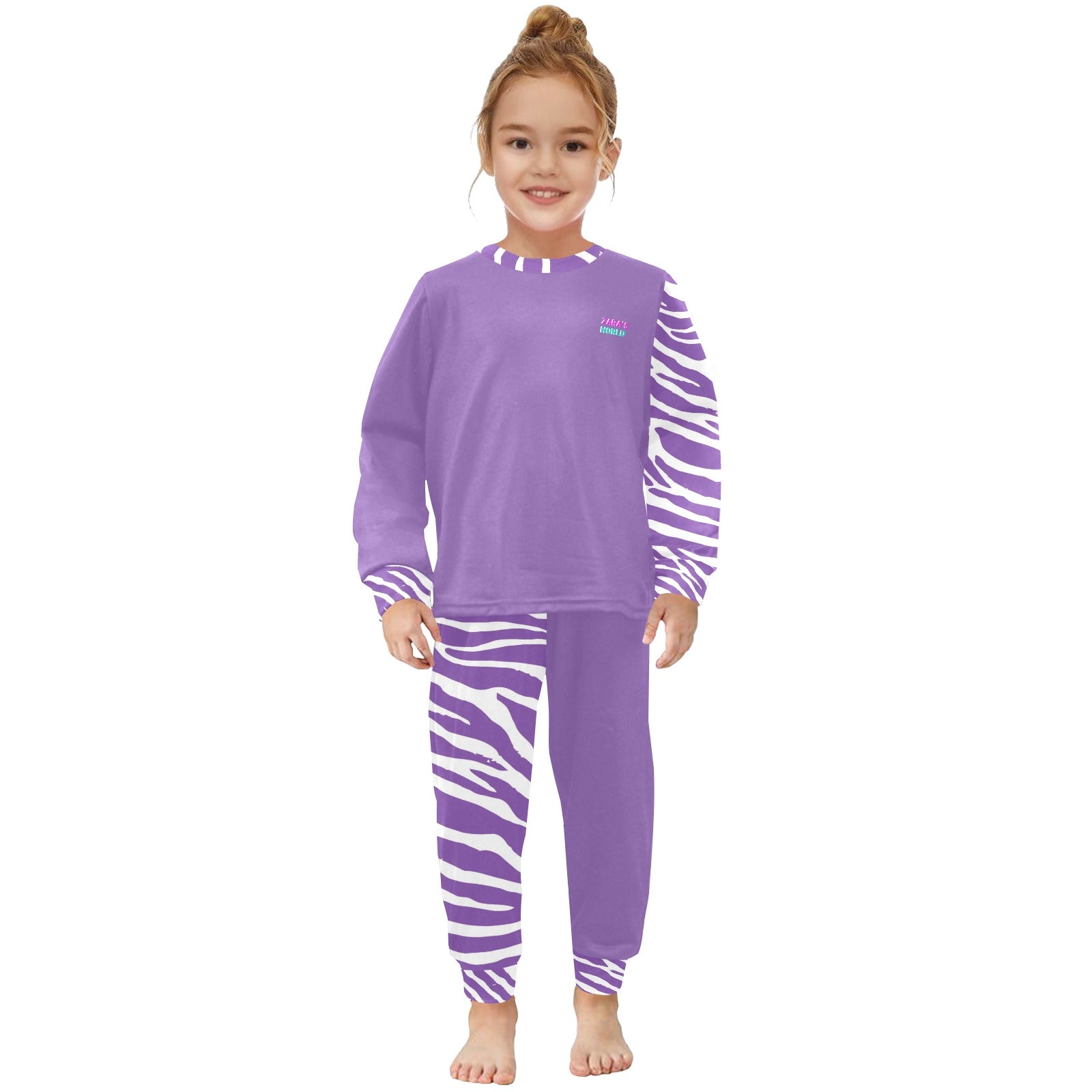 Little Girls' Animal Print Crew Neck Long Pajama Set