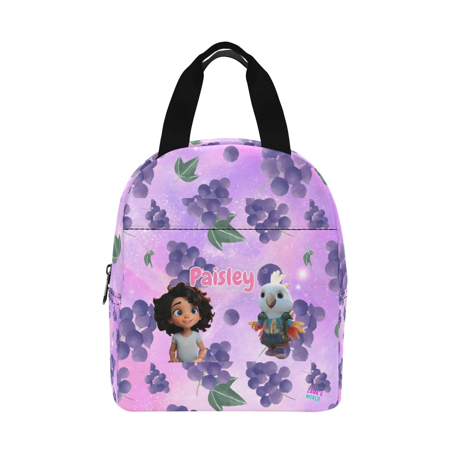 Zaras World Animal Avatar Fruit Print Lunch Bag (Strawberries/Grapes)