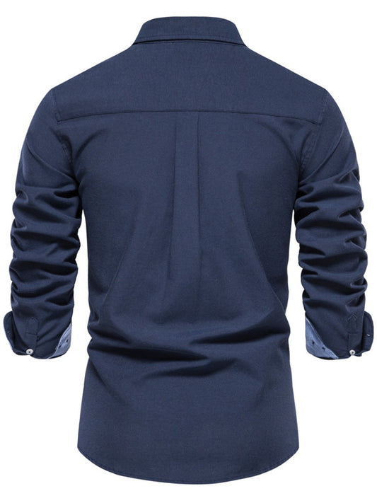 Men's Casual Button Down VNeck Collar Shirt
