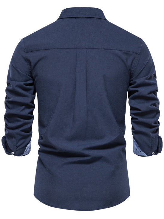Men's Casual Button Down VNeck Collar Shirt