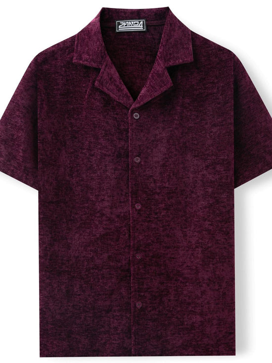 Men's Plus Size Button Down Short Sleeve Textured Collar Shirt