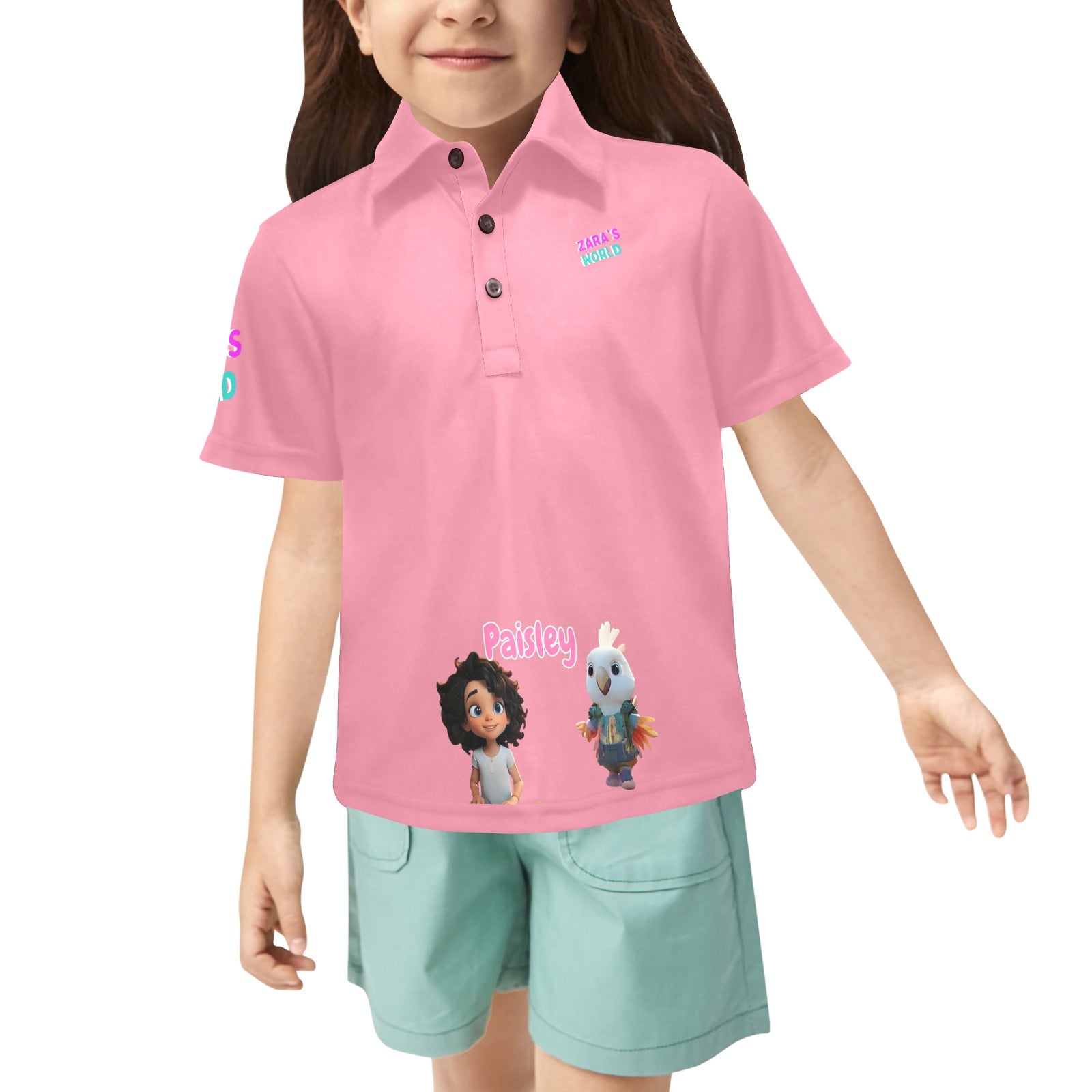 Zara's World Avatar Print Girls Polo Shirt (2T-7Y)