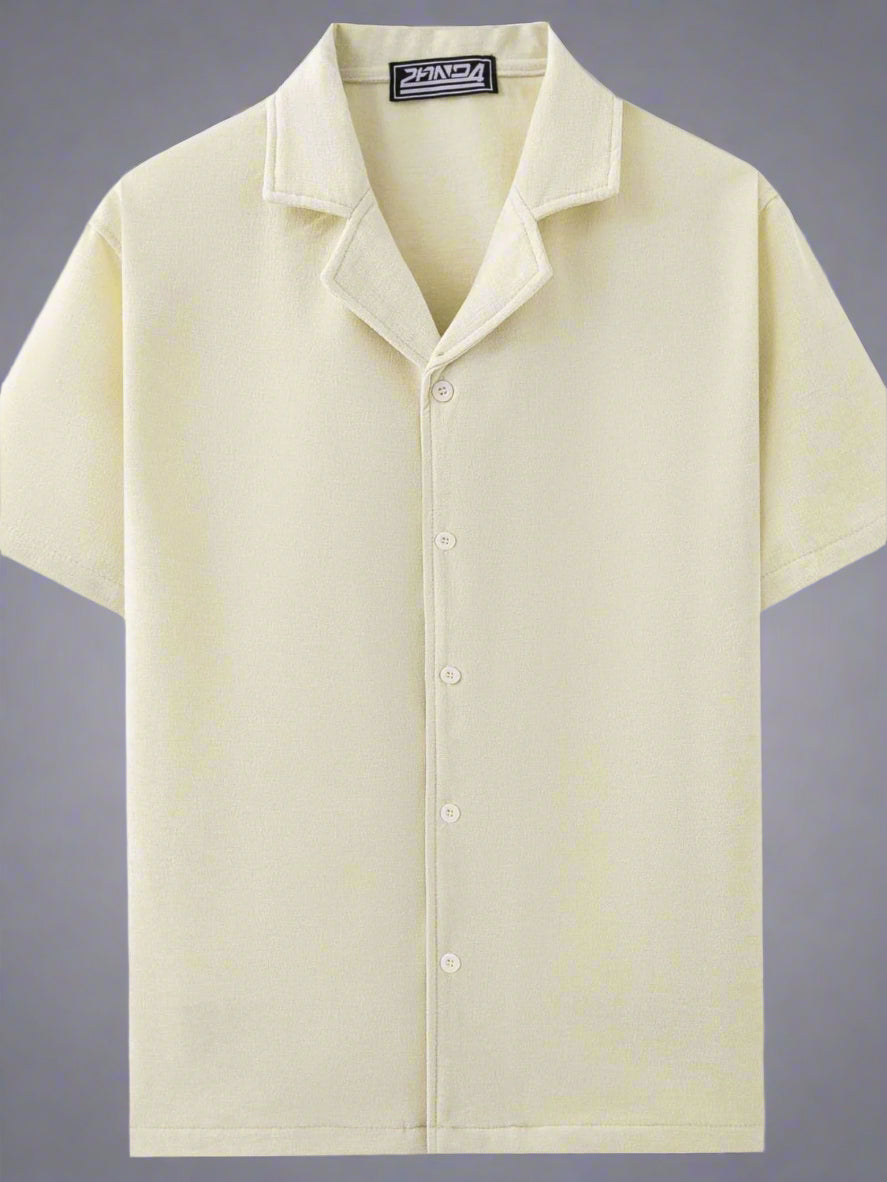 Men's Plus Size Button Down Short Sleeve Textured Collar Shirt