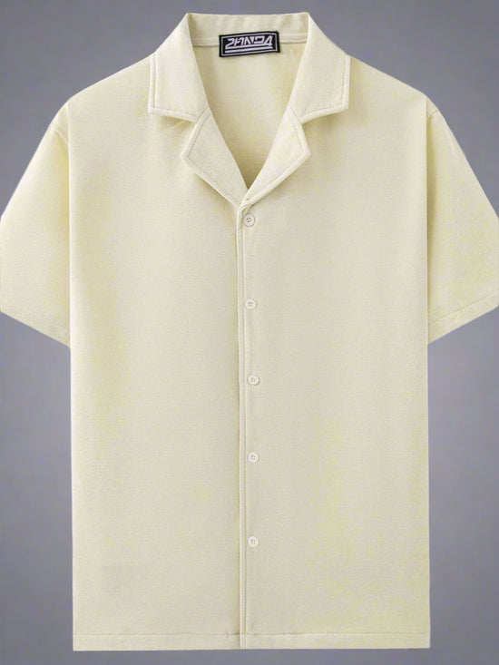 Men's Plus Size Button Down Short Sleeve Textured Collar Shirt