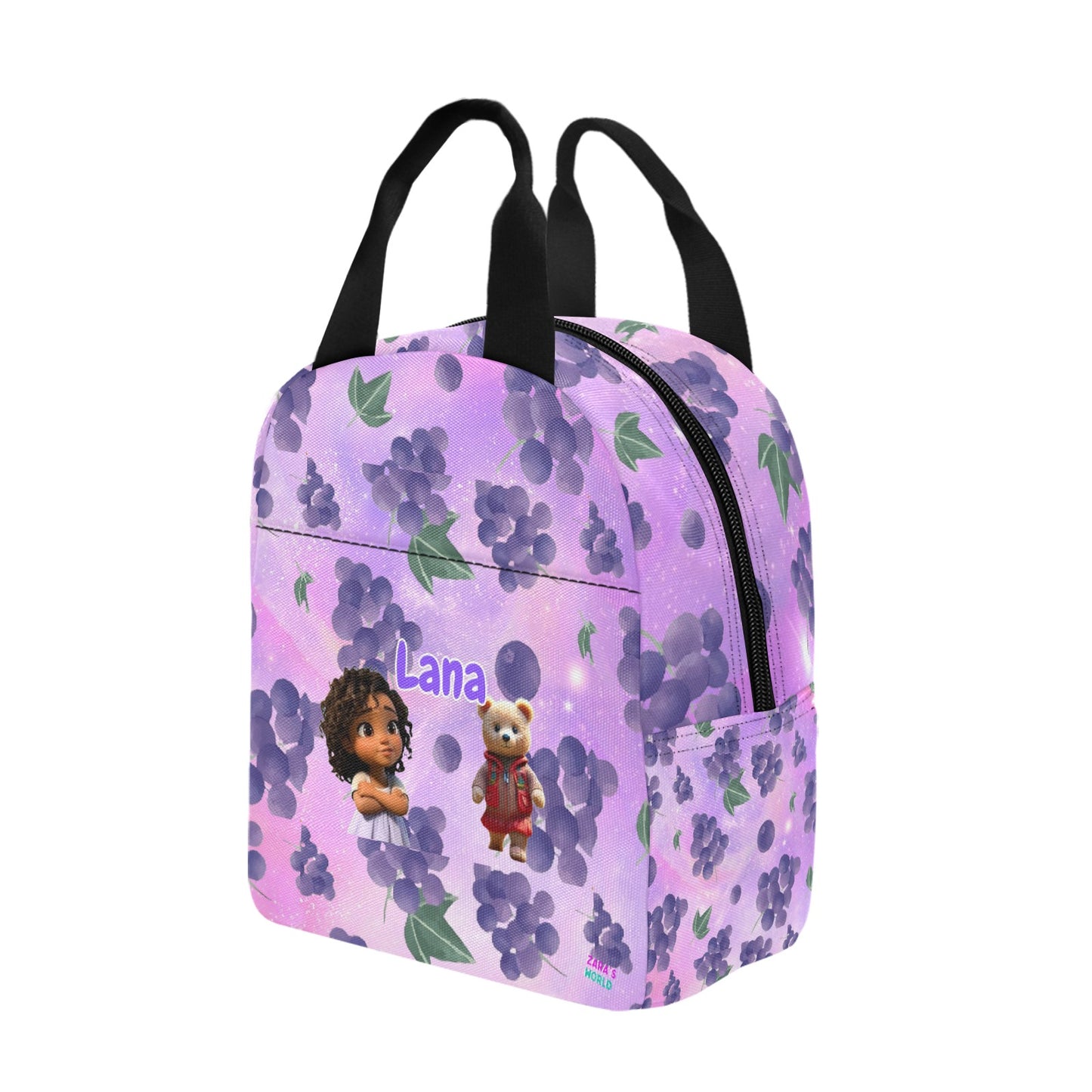 Zaras World Animal Avatar Fruit Print Lunch Bag (Strawberries/Grapes)