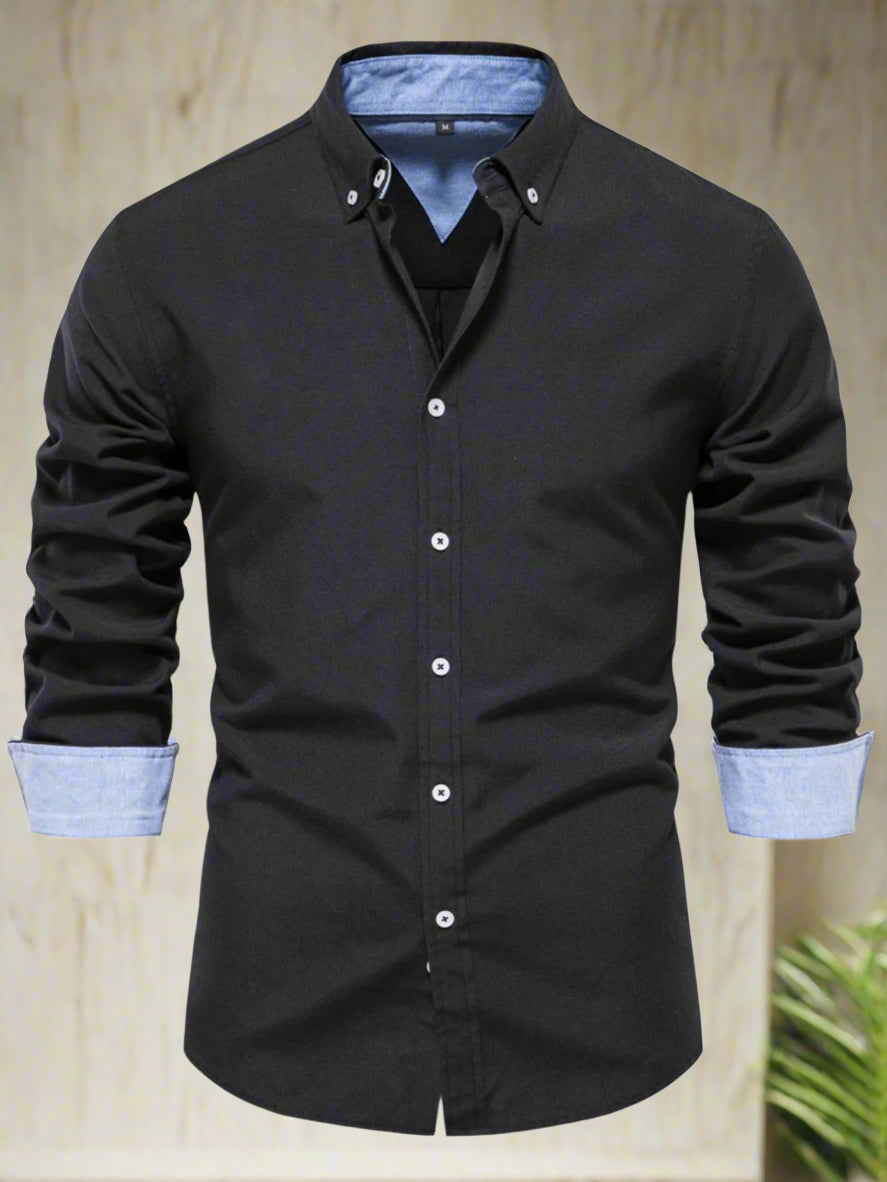 Men's Casual Button Down VNeck Collar Shirt