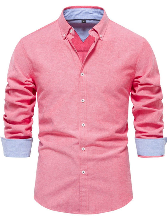 Men's Casual Button Down VNeck Collar Shirt