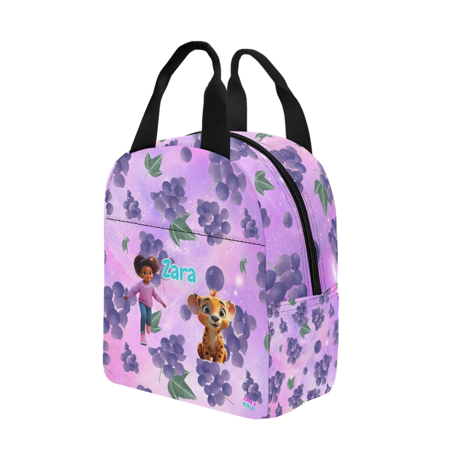 Zaras World Animal Avatar Fruit Print Lunch Bag (Strawberries/Grapes)