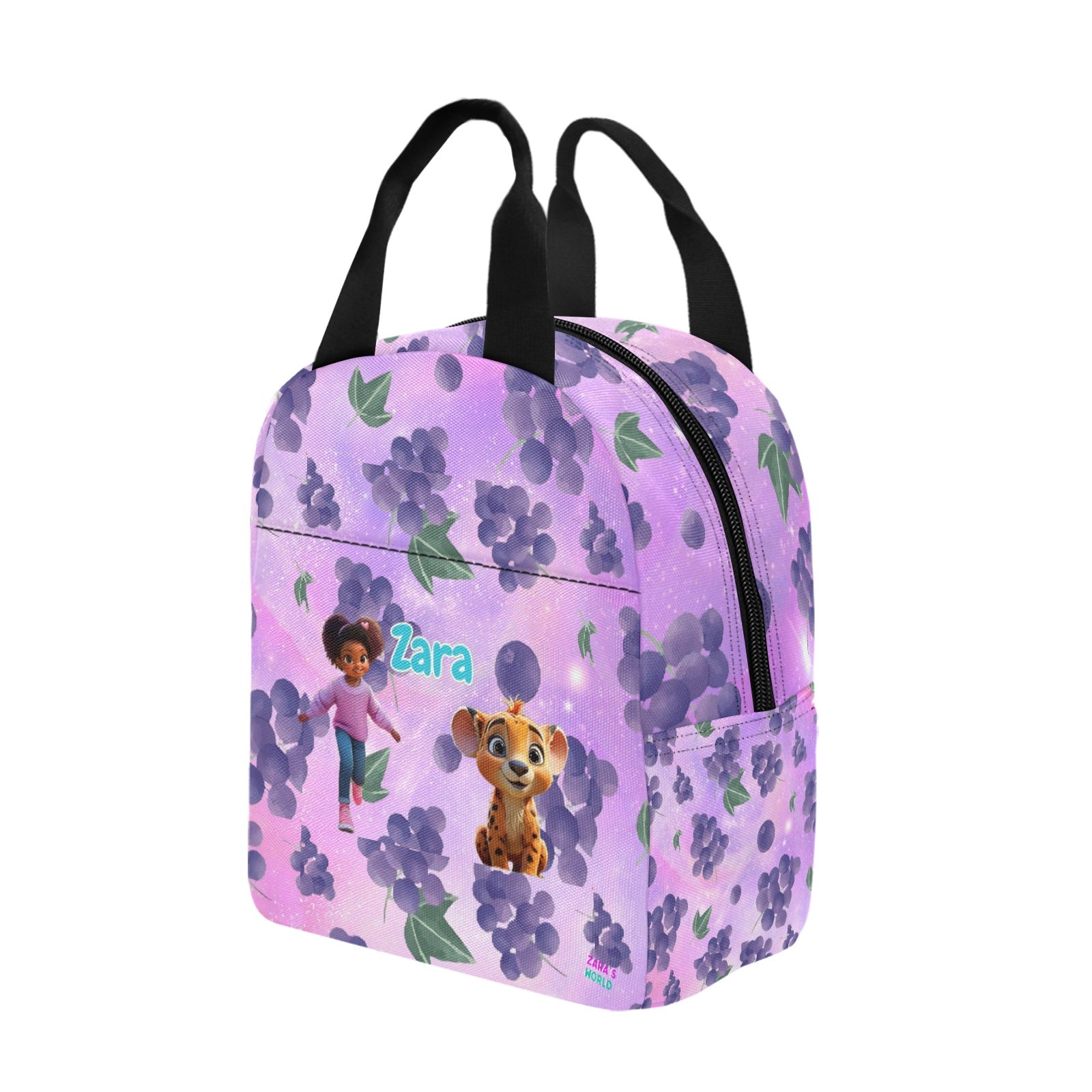 Zaras World Animal Avatar Fruit Print Lunch Bag (Strawberries/Grapes)