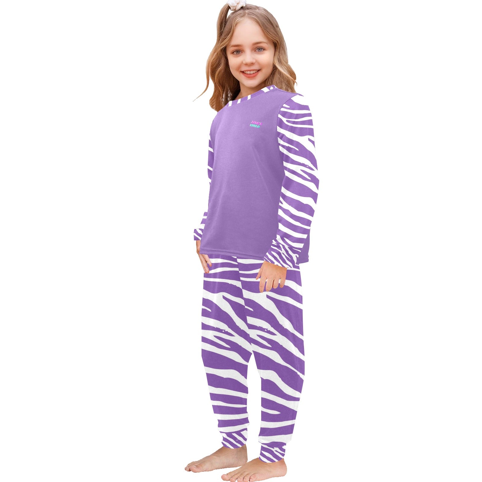 Little Girls' Animal Print Crew Neck Long Pajama Set