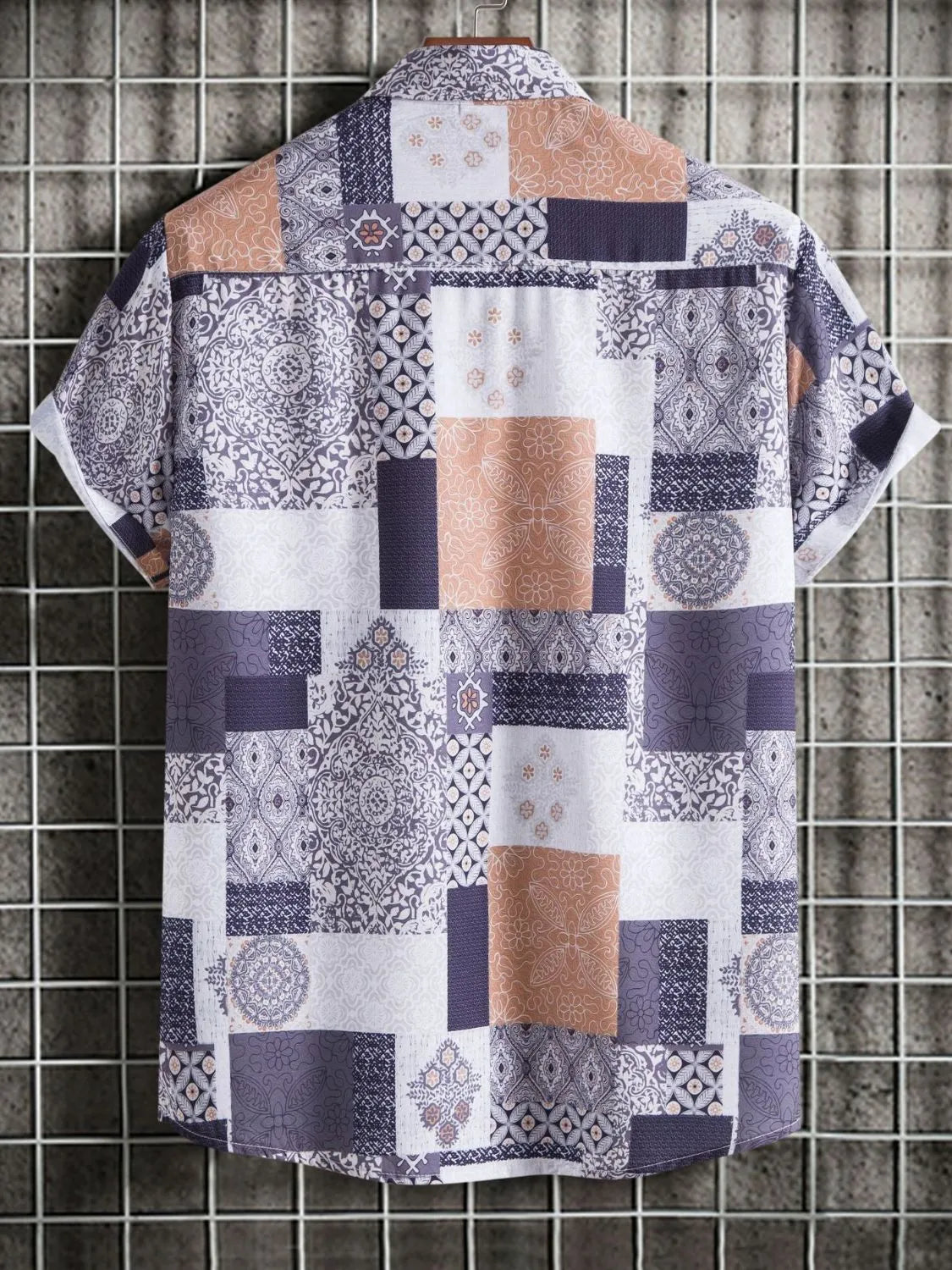 ZWX - Men's Patchwork Printed Short Sleeve Casual Shirt