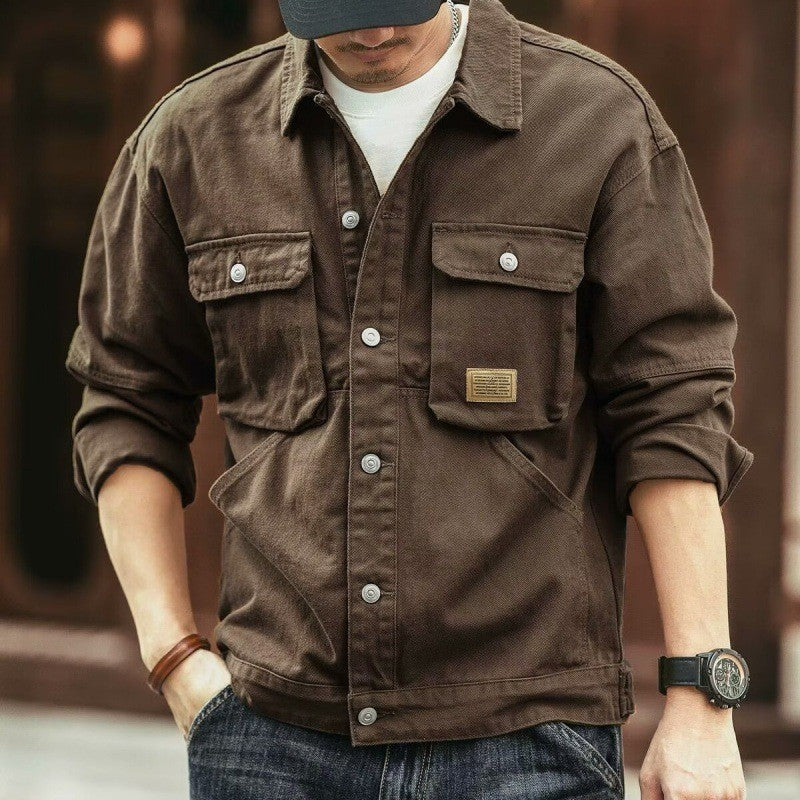 Men's Washed Collared Neck Cargo Jacket

Experience comfort and convenience in our Men's Washed Collared Neck Cargo Jacket!