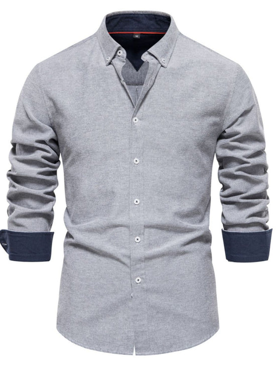 Men's Casual Button Down VNeck Collar Shirt