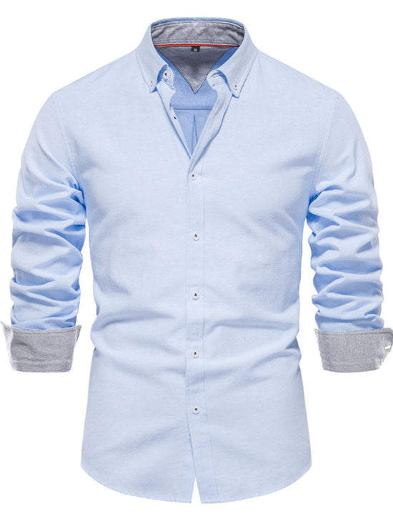 Men's Casual Button Down VNeck Collar Shirt