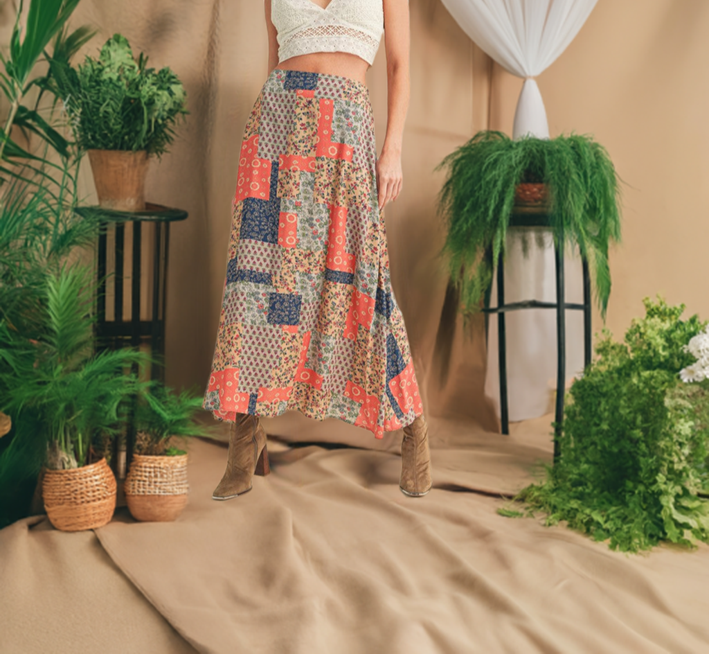 The Printed Maxi Skirt is a versatile and stylish addition to any wardrobe.