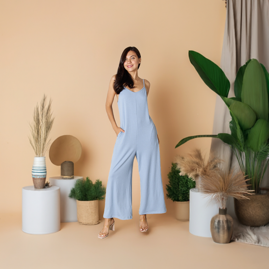 Full Size Spaghetti Strap V-Neck Jumpsuit

Effortlessly enhance your natural figure and radiate confidence with this versatile jumpsuit. Featuring a flattering V-neck and delicate spaghetti straps, it's a must-have for any fashion-forward woman, whether you're headed out for a night on the town or attending a special event. Embrace your unique style and stand out in this chic and feminine piece. Comes in colors Light Blue, Chocolate and Black.