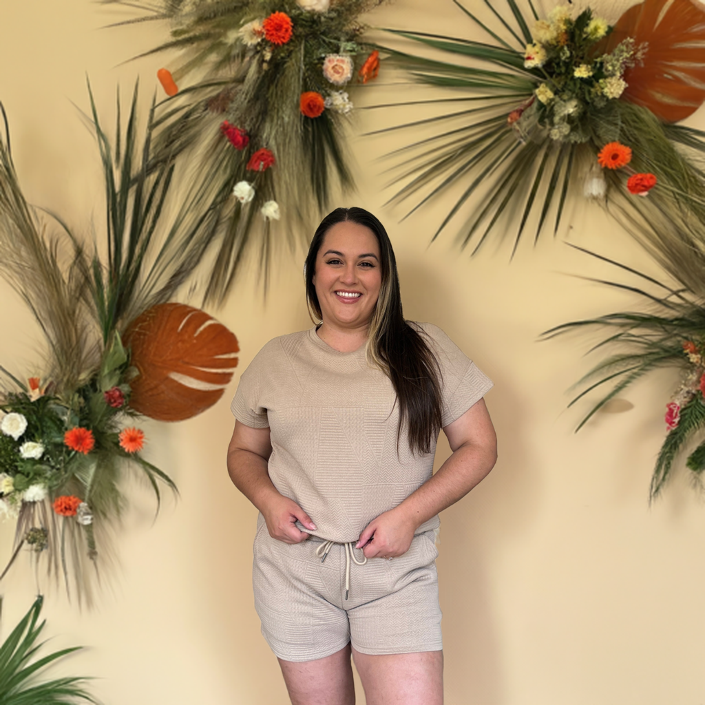 Double Take Full Size Texture Short Sleeve Top and Shorts Set