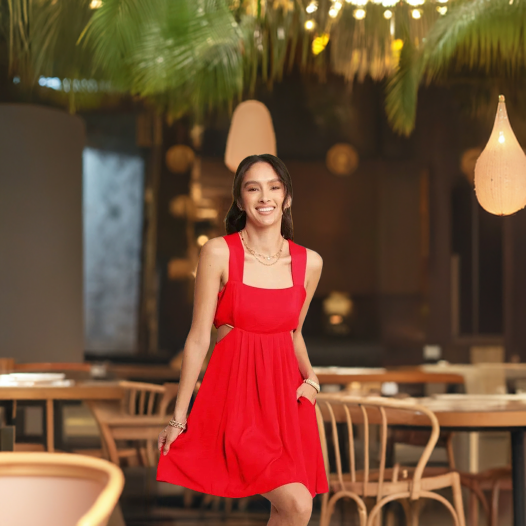 The washed satin cutout skirt bandeau red mini dress is a luxurious and stylish choice for a special occasion. 