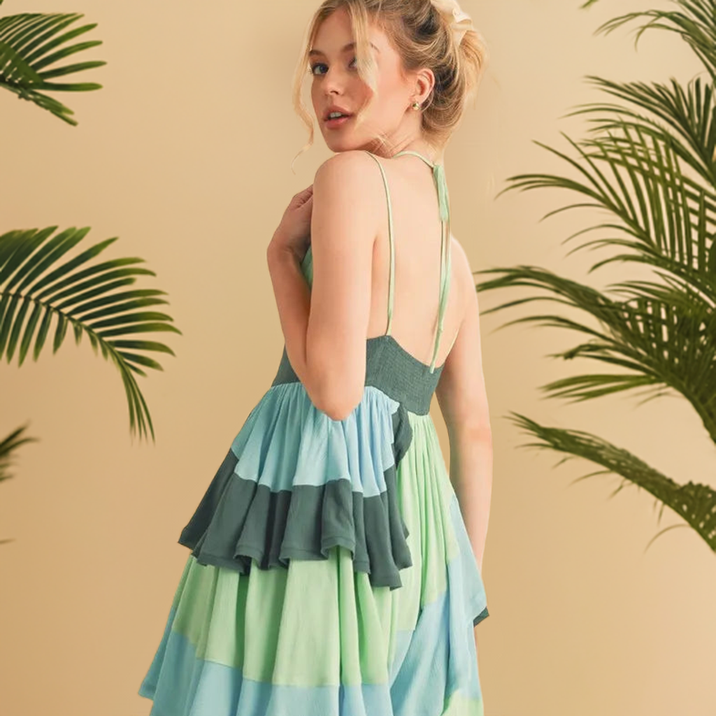 The combination of style of Green/Light Green/Light Blue elements creates a fun and eye-catching look
