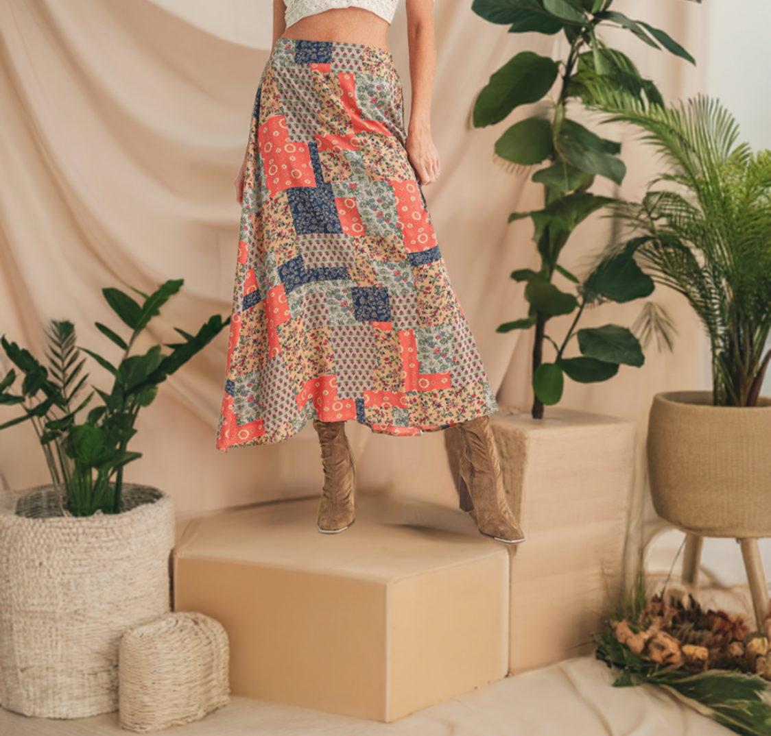 The Printed Maxi Skirt is a versatile and stylish addition to any wardrobe.