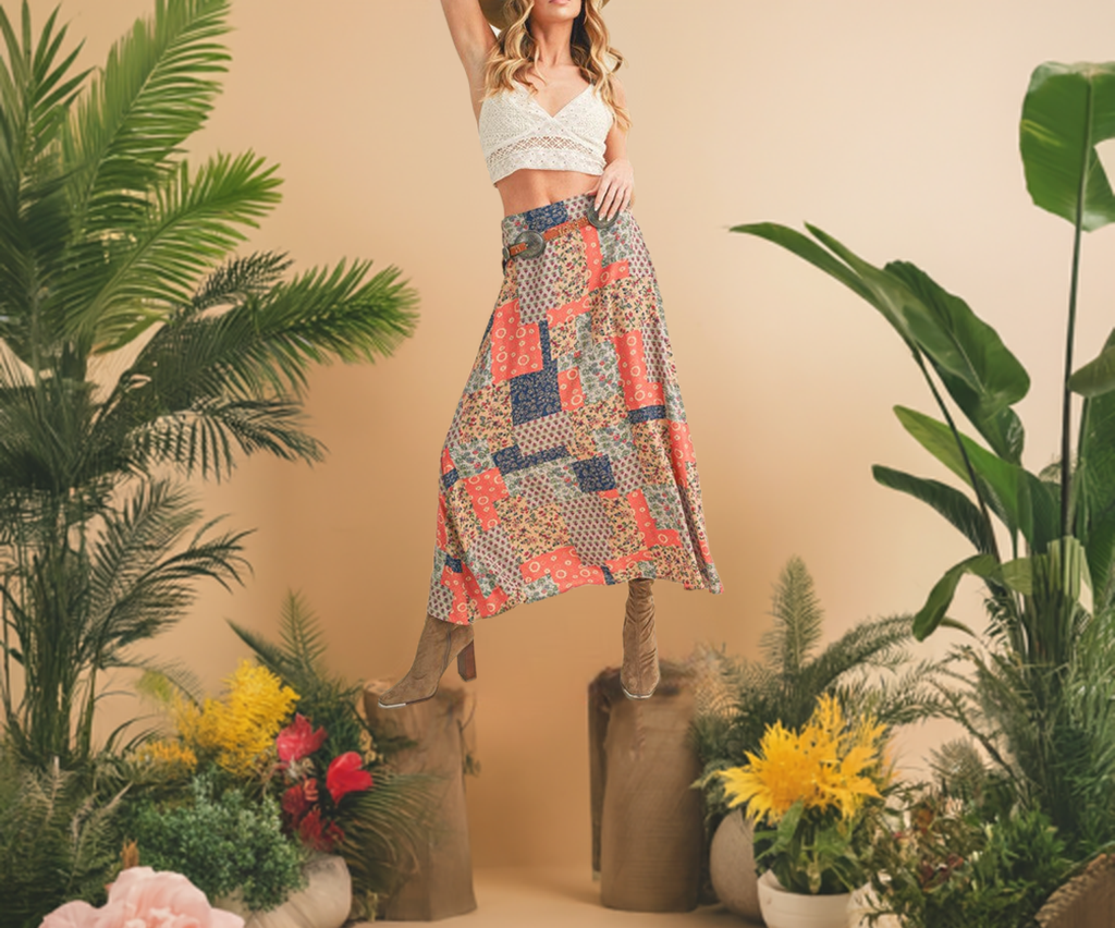 The Printed Maxi Skirt is a versatile and stylish addition to any wardrobe.